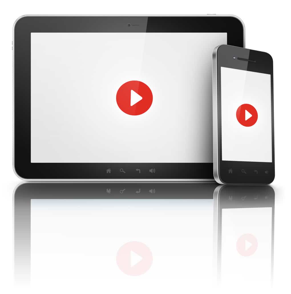 tablet and phone showing video marketing